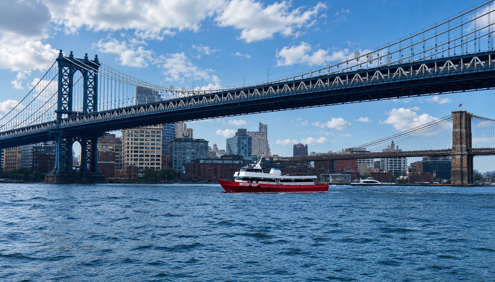 New York Harbor cruise passing the Statue of Liberty and Manhattan skyline