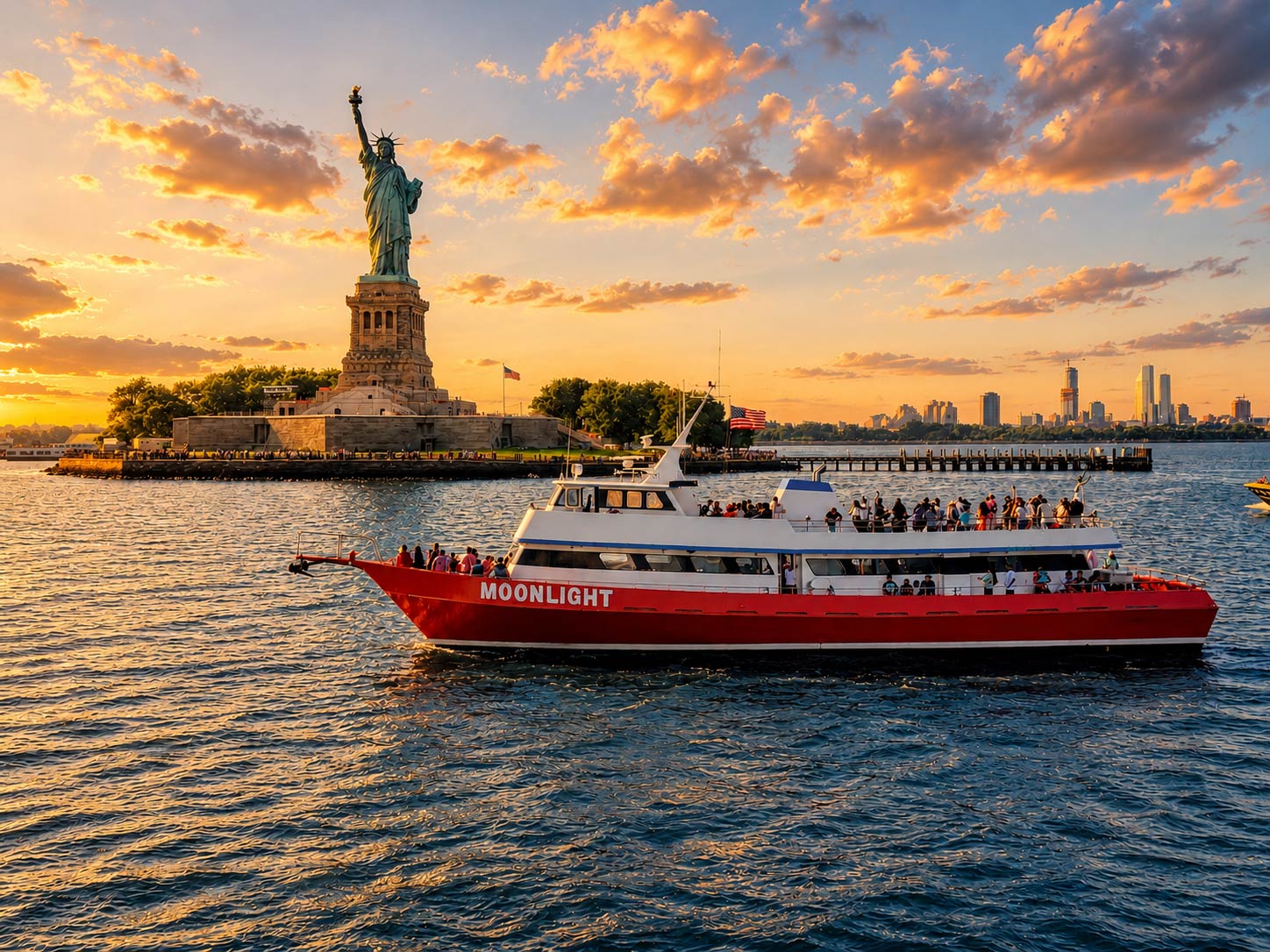 NYC sunset cruise with Statue of Liberty views